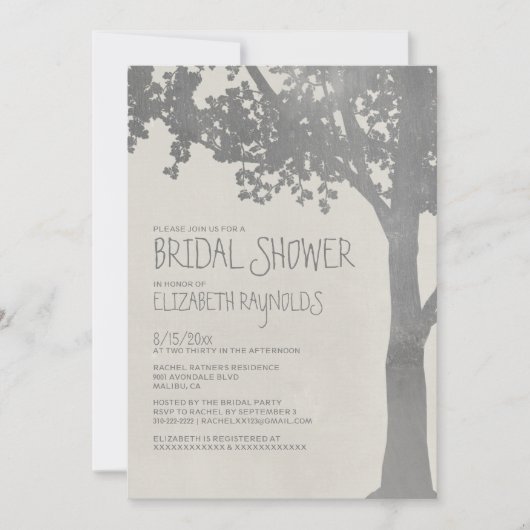 Elegant Tree Branches Bridal Shower-uitnodigingen Kaart (Voorkant)