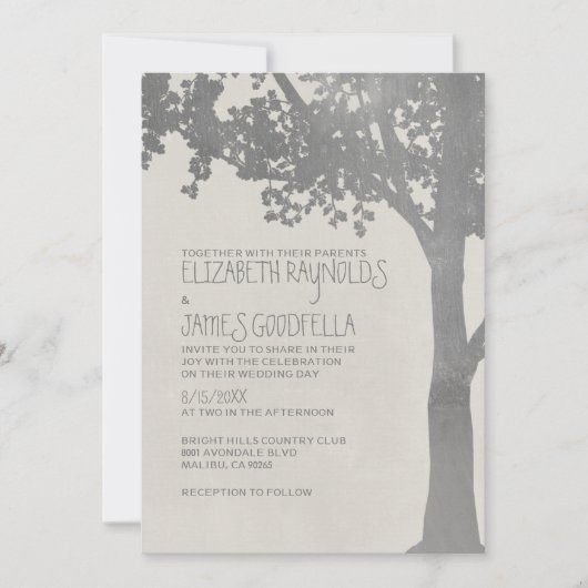 Elegant Tree Branches Wedding Invitations Kaart (Voorkant)