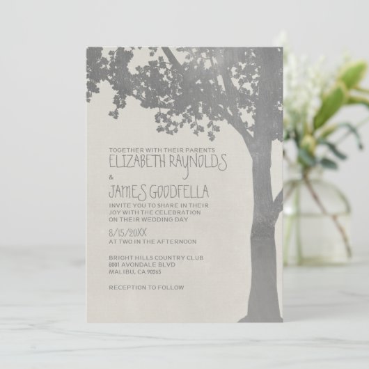 Elegant Tree Branches Wedding Invitations Kaart (Staand voorkant)