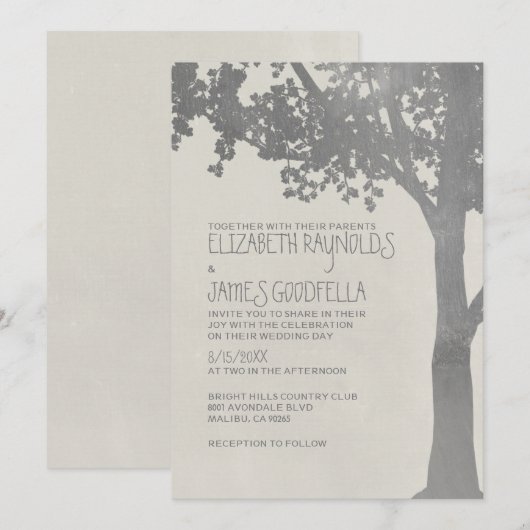 Elegant Tree Branches Wedding Invitations Kaart (Voorkant / Achterkant)