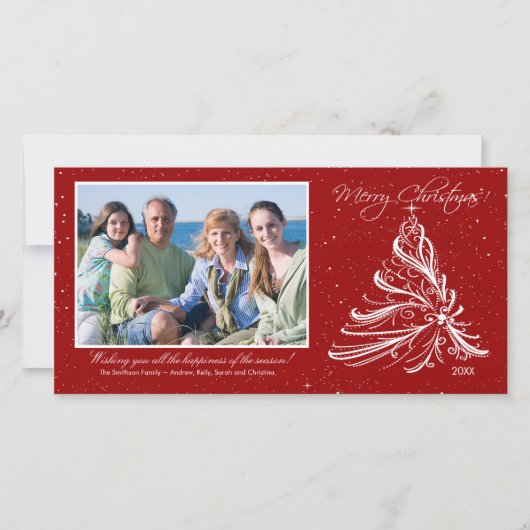 Elegant Tree Family Kerstkaart (Voorkant)