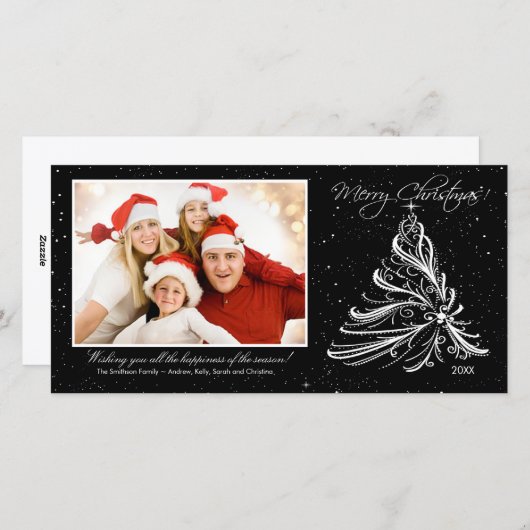 Elegant Tree Family Kerstkaart (Voorkant / Achterkant)