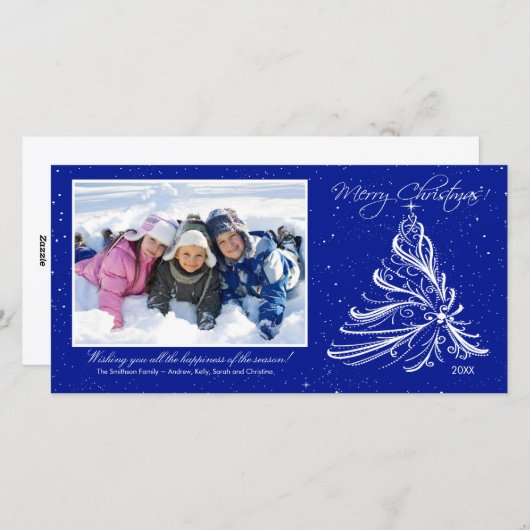 Elegant Tree Family Kerstkaart (Voorkant / Achterkant)