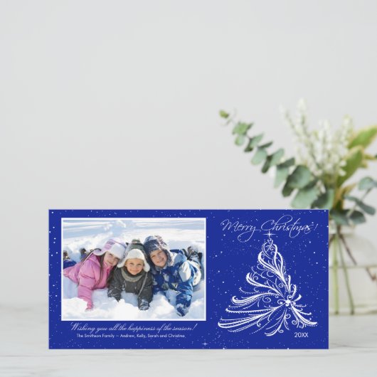 Elegant Tree Family Kerstkaart (Staand voorkant)