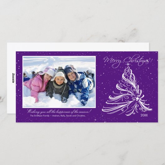 Elegant Tree Family Kerstkaart (Voorkant / Achterkant)