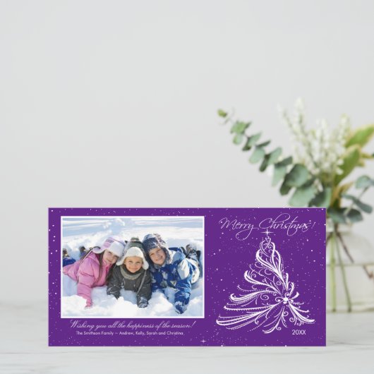 Elegant Tree Family Kerstkaart (Staand voorkant)