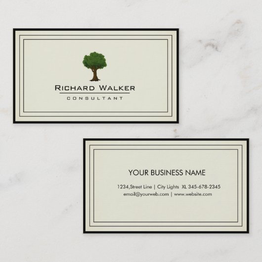 Elegant Tree Garden Lawn Care Logo Landschap Groen Visitekaartje (Voorkant / Achterkant)