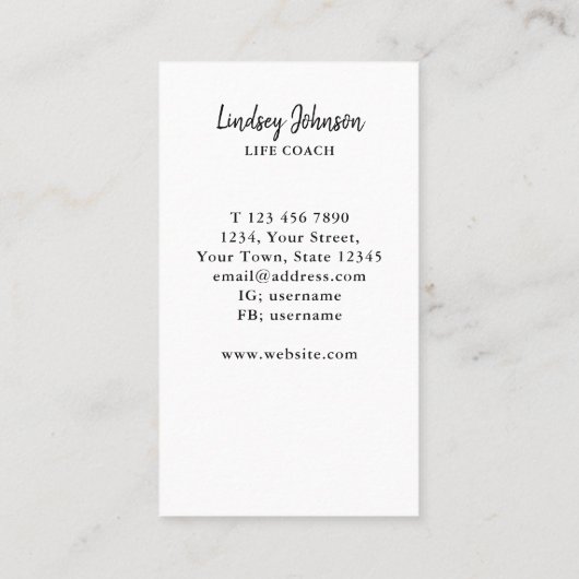 Elegant Tree Life Coach Visitekaartje (Achterkant)