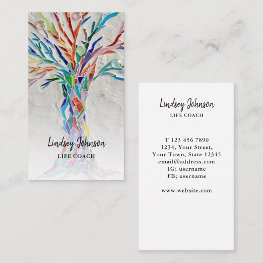 Elegant Tree Life Coach Visitekaartje (Voorkant / Achterkant)