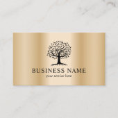 Elegant Tree Logo Moderne Gold Background Visitekaartje (Voorkant)