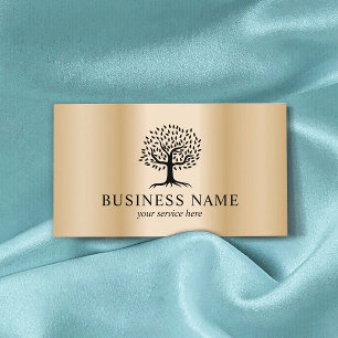 Elegant Tree Logo Moderne Gold Background Visitekaartje
