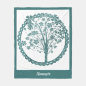 Elegant Tree of Life Blue Glitter Namaste Fleece Deken (Voorkant)