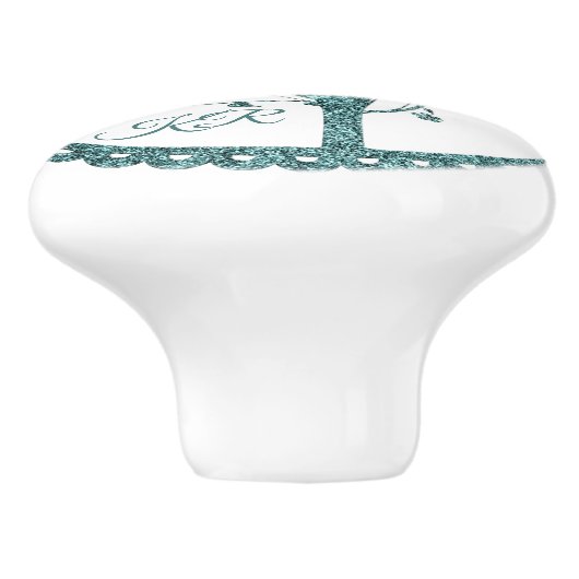 Elegant Tree of Life Blue Glitter Yoga Monogram Keramische Knop (Zijkant)