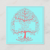Elegant Tree of Life Pink Pastel op maat Vierkante Visitekaartje (Achterkant)