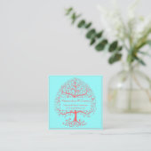 Elegant Tree of Life Pink Pastel op maat Vierkante Visitekaartje (Staand voorkant)