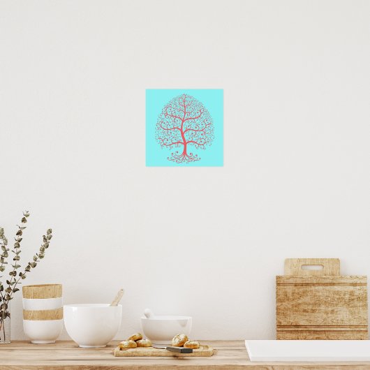 Elegant Tree of Life Retro Pink Pastel Poster (Keuken)