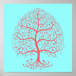 Elegant Tree of Life Retro Pink Pastel Poster