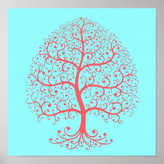 Elegant Tree of Life Retro Pink Pastel Poster (Voorkant)