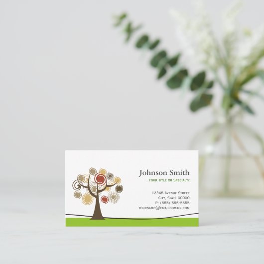 Elegant Tree of Life - Schone groene stijlvolle Visitekaartje (Staand voorkant)
