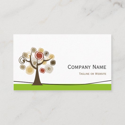 Elegant Tree of Life - Schone groene stijlvolle Visitekaartje (Achterkant)
