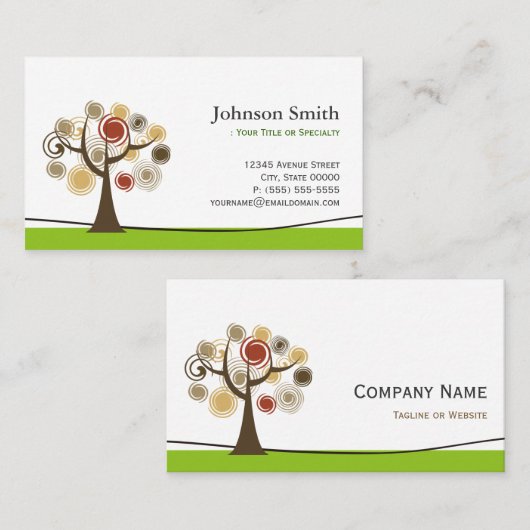 Elegant Tree of Life - Schone groene stijlvolle Visitekaartje (Voorkant / Achterkant)