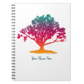 Elegant Tree of Life Waterverf Oak Tree Monogram Notitieboek (Voorkant)