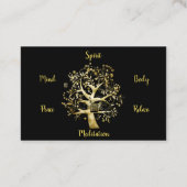 Elegant Tree of Life Yoga Instructor Black Gold Visitekaartje (Achterkant)