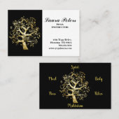 Elegant Tree of Life Yoga Instructor Black Gold Visitekaartje (Voorkant / Achterkant)