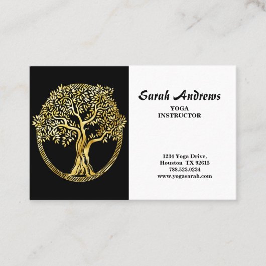 Elegant Tree of Life Yoga Instructor Visitekaartje (Voorkant)