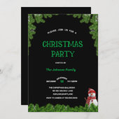 Elegant tree pine CHRISTMAS PARTY Black green   Kaart (Voorkant / Achterkant)