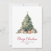 Elegant Tree Red Script Non Photo Christmas-Kaarte Feestdagenkaart (Voorkant)