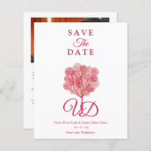 Elegant Tree Red Shades Photo Engaged Couple (Voorkant / Achterkant)