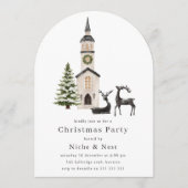 Elegant Tree Reindeer Christmas Corporate Party Kaart (Voorkant)