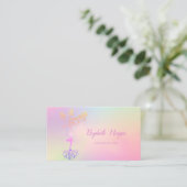 Elegant Tree Silhouette, holografisch Yoga Visitekaartje (Staand voorkant)