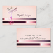 Elegant Tree Silhouette, Stripes, Yoga Visitekaartje (Voorkant / Achterkant)