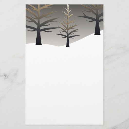 Elegant Tree Silhouettes op sneeuwlandschap Briefpapier (Voorkant)