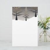 Elegant Tree Silhouettes op sneeuwlandschap Briefpapier (Staand voorkant)