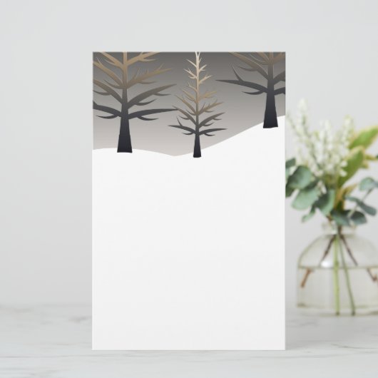 Elegant Tree Silhouettes op sneeuwlandschap Briefpapier (Staand voorkant)