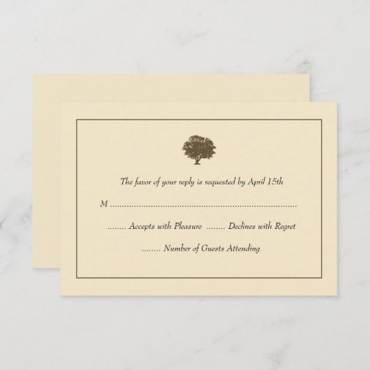 Elegant Tree Wedding RSVP-kaarten RSVP Kaartje (Voorkant / Achterkant)