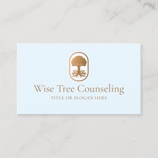 Elegant Tree with Roots Counseling Visitekaartje (Voorkant)