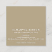 Elegant Tree Yoga Instructor Wellness Life Coach Vierkante Visitekaartje (Achterkant)