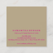 Elegant Tree Yoga Instructor Wellness Life Coach Vierkante Visitekaartje (Achterkant)