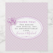 Elegant Trellis Pattern Lavender Hartelijk dank vo Wijn Etiket (Enkel label)
