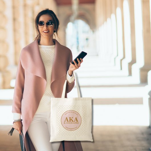 Elegant Trellis Pink Gold Monogram Zakelijk Tote Bag