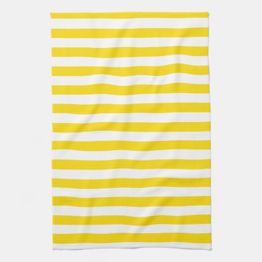 Elegant Trend Colors Yellow White Stripes Sjabloon Theedoek (Verticaal)
