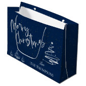 Elegant Trendy Abstract Tree Blue Merry kerst Groot Cadeauzakje (Voorkant Gekanteld)