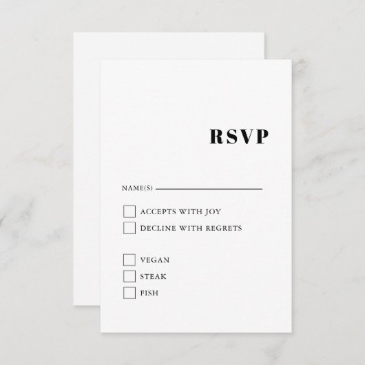 Elegant & Trendy Black en White Enclosure Card Informatiekaartje (Voorkant / Achterkant)