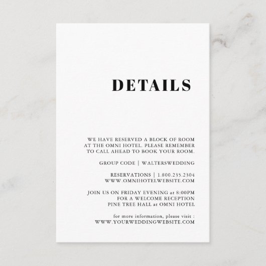 Elegant & Trendy Black en White Enclosure Card Informatiekaartje (Voorkant)