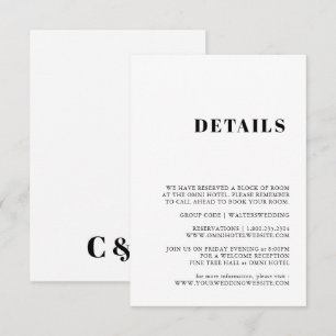 Elegant & Trendy Black en White Enclosure Card Informatiekaartje