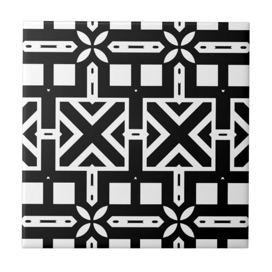 Elegant Trendy Black en White Geometric Pattern Tegeltje (Voorkant)